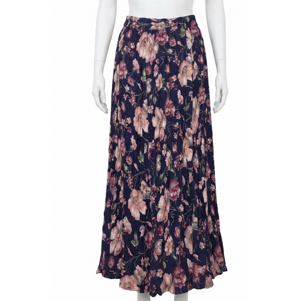 Vintage 90s Grunge Floral Maxi Skirt Medium Whimsigoth Cottagecore Rayon